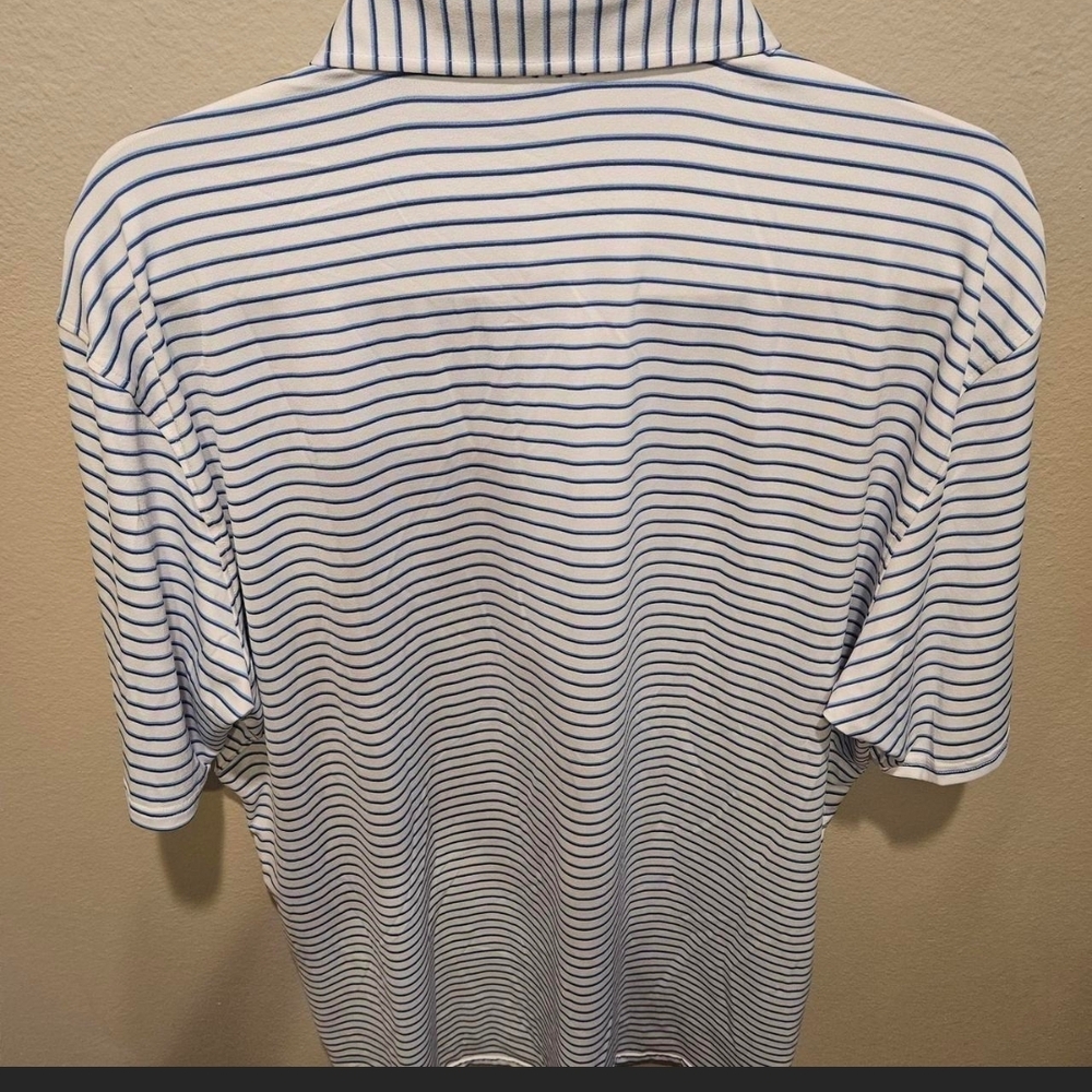 Houlderness & Bourne Men's White&Blue Striped Performance Polo Golf Shirt XL NWT - Picture 8 of 8
